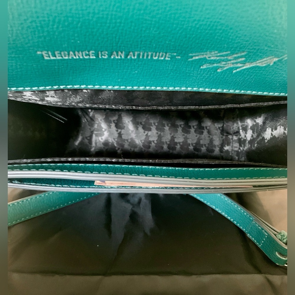 Karl Lagerfeld Paris Simone Crossbody Bag in Green Jewel Leather and Suede - Picture 11 of 14